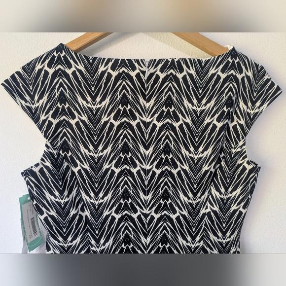 Wisp NEW Women's Marianne Scallop Stretchy Pencil Dress Black And White Size 4 - Picture 4 of 12